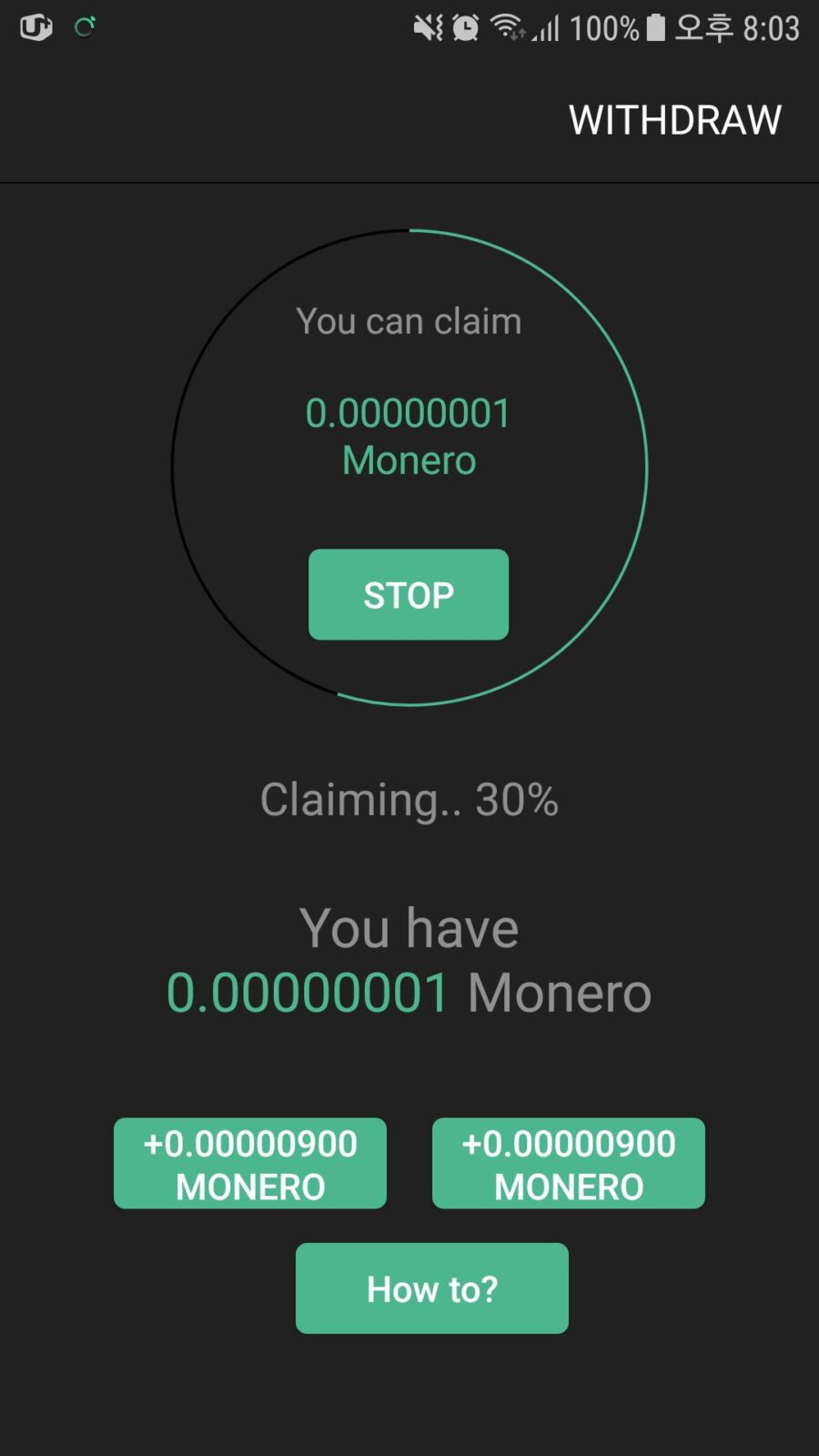 Wypłata Monero - screenshot z aplikacji MinerGate