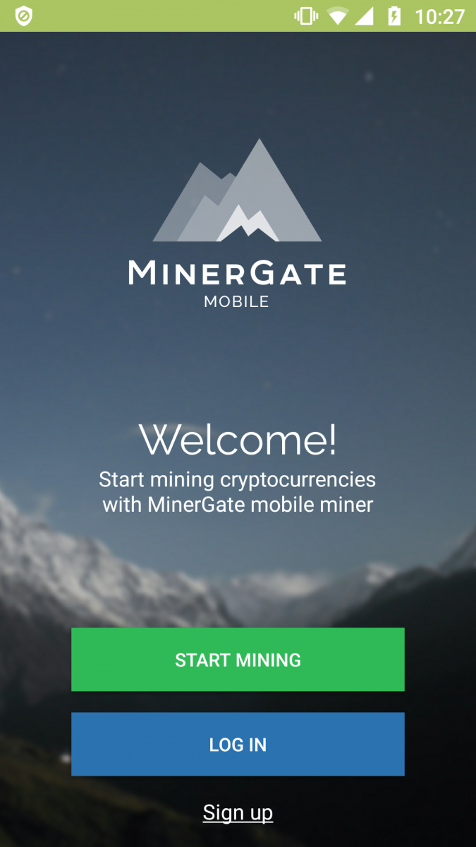 Rozpoczęcie kopania - screenshot z aplikacji MinerGate