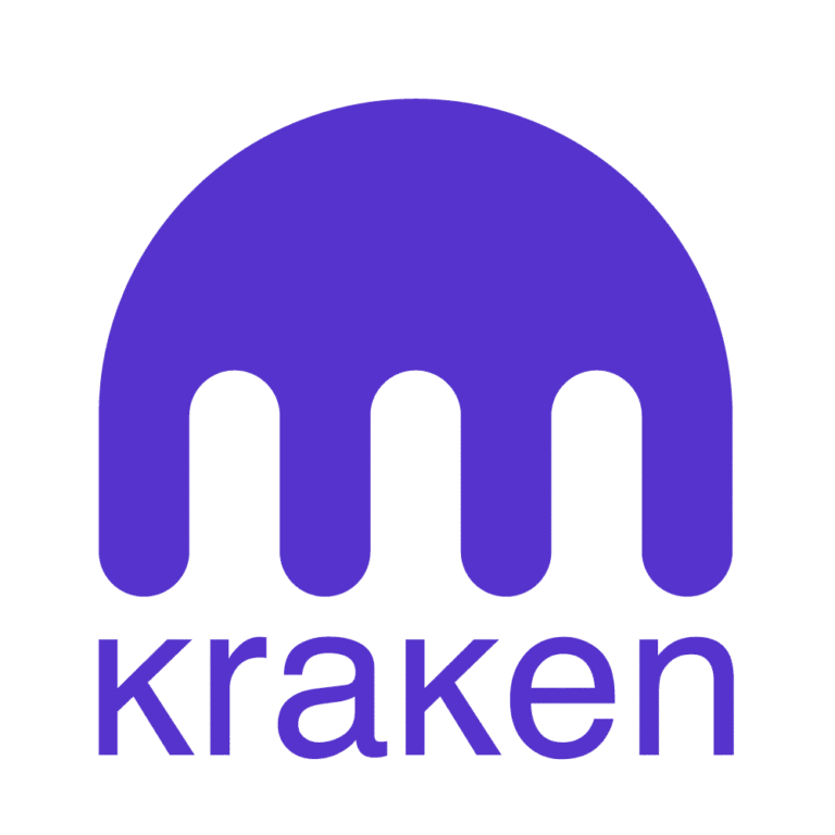 Fioletowe logo giełdy kryptowalut Kraken z napisem "kraken