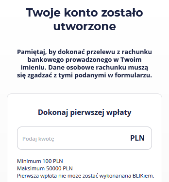 Pierwsza wpłata