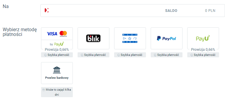 Dostępne metody płatności