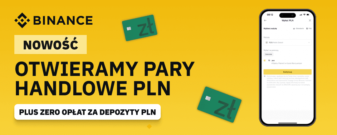 Binance - nowe pary handlowe z PLN