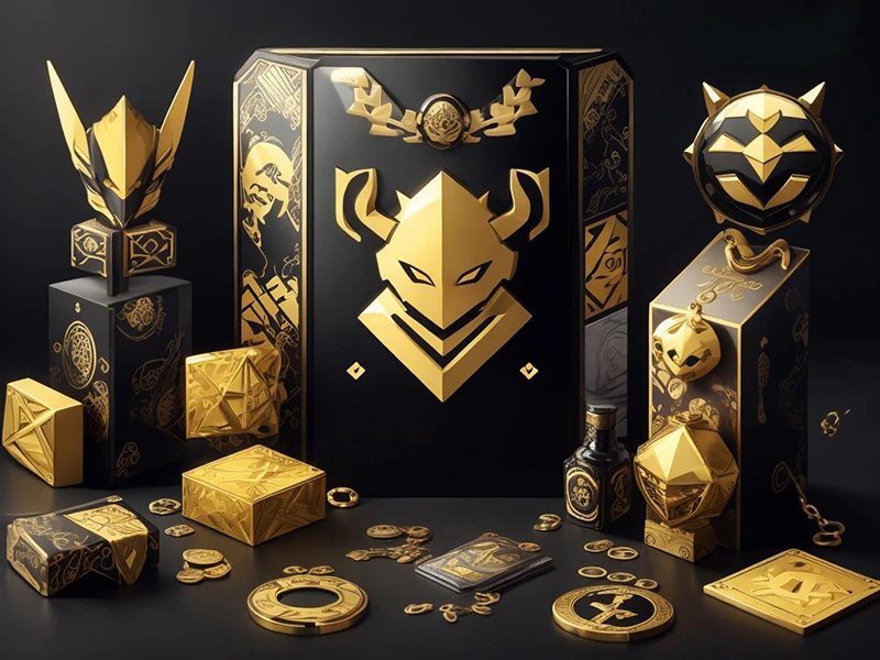 Złote NFT i kryptowaluty Binance na czarnym tle