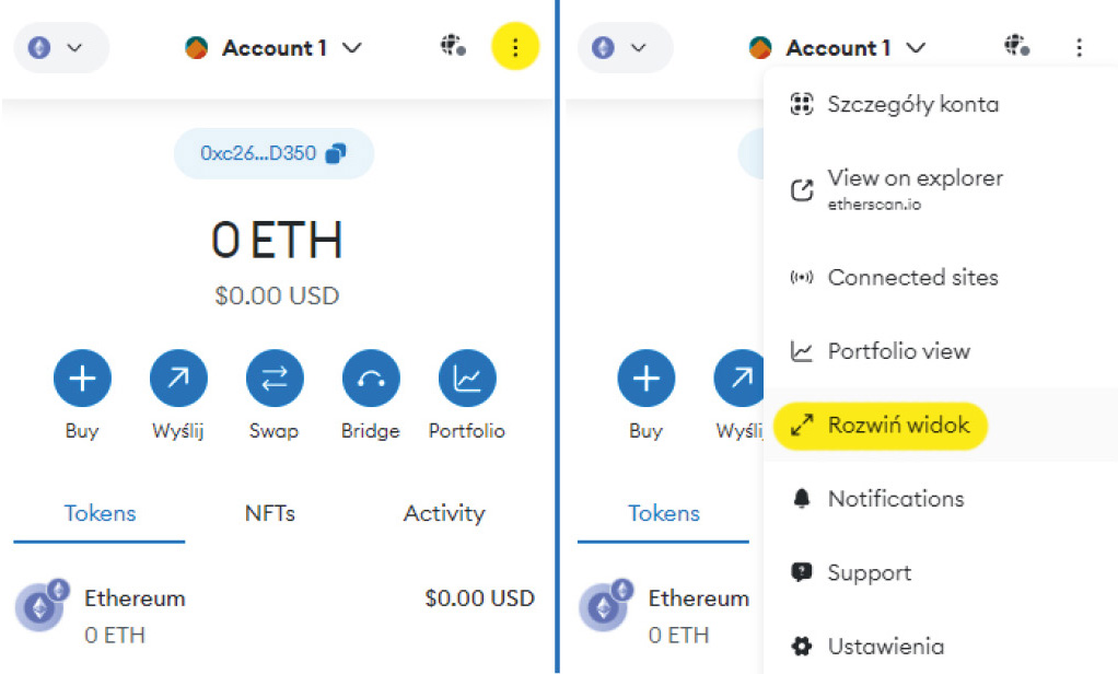 Binance MetaMask - Powiększenie okna