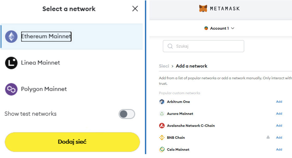 Binance MetaMask - Wybieramy sieć