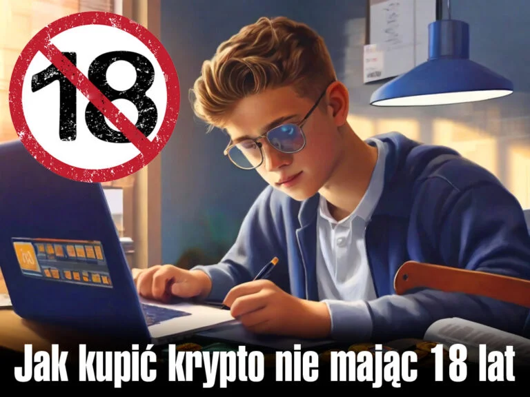 Młody chłopak w okularach pracuje przy laptopie pod niebieską lampą