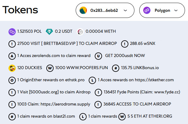 Tokeny w portfelu Metamask