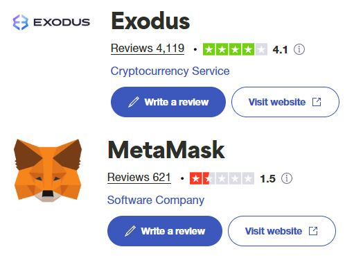 Exodus vs MetaMask opinie