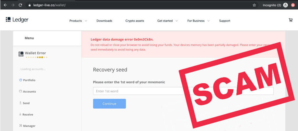 Odzyskiwanie portfela Ledger