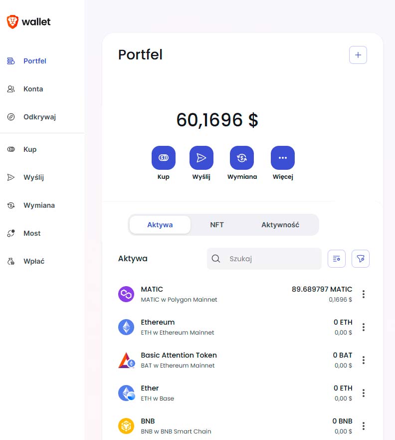 Portfele krypto online - Brave Wallet