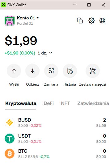 Staking w portfelu OKX