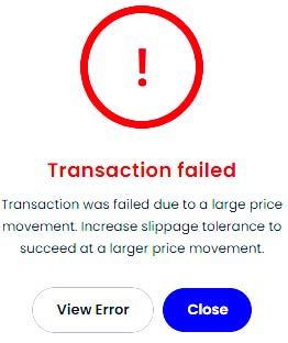 Swap transaction failed