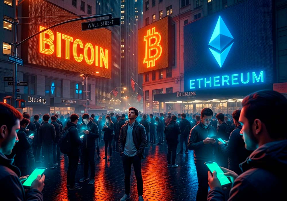 Amerykańskie kryptowaluty BTC i ETH