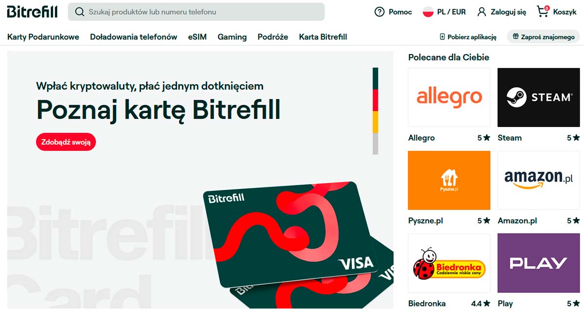 Krypto karty podarunkowe