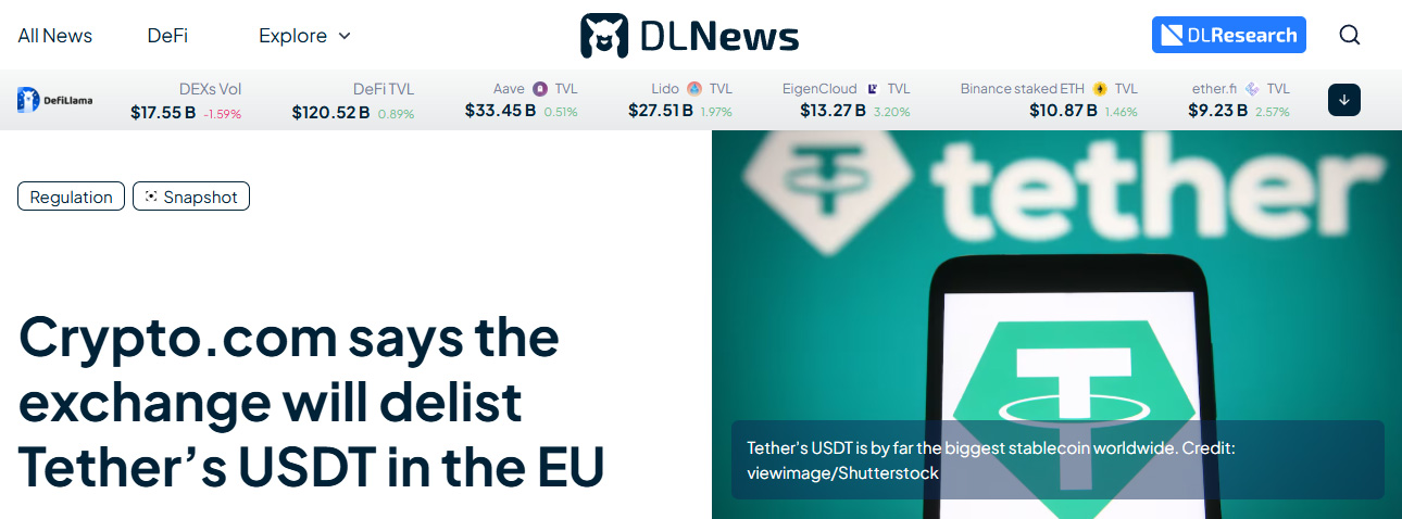 MiCA a stablecoin Tether
