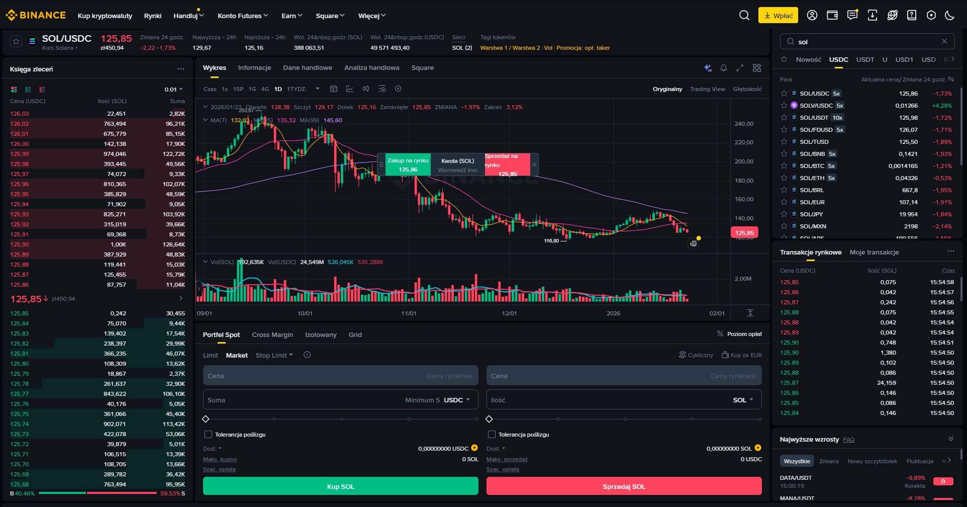 jak kupić Solanę na Binance