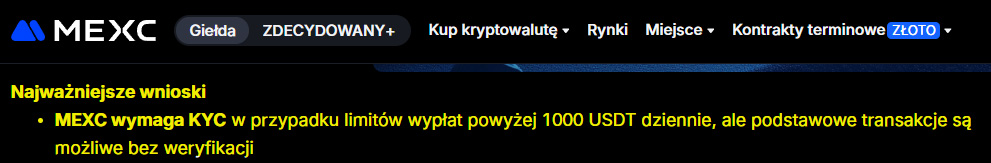 kryptowaluty bez weryfikacji MEXC 1000 dolar&oacute;w