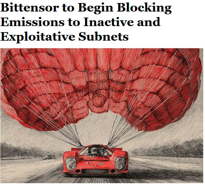Czerwony bolid wyhamowuje - blokada subnetów TAO
