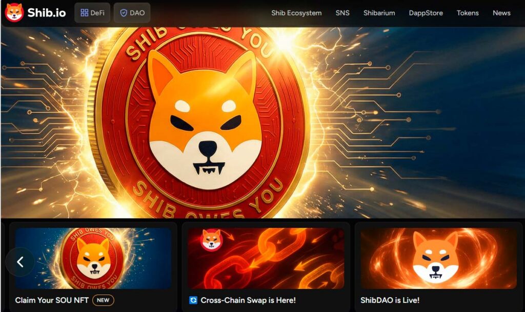 Ekosystem Shiba Inu z logo monety, NFT i funkcjami cross-chain swap