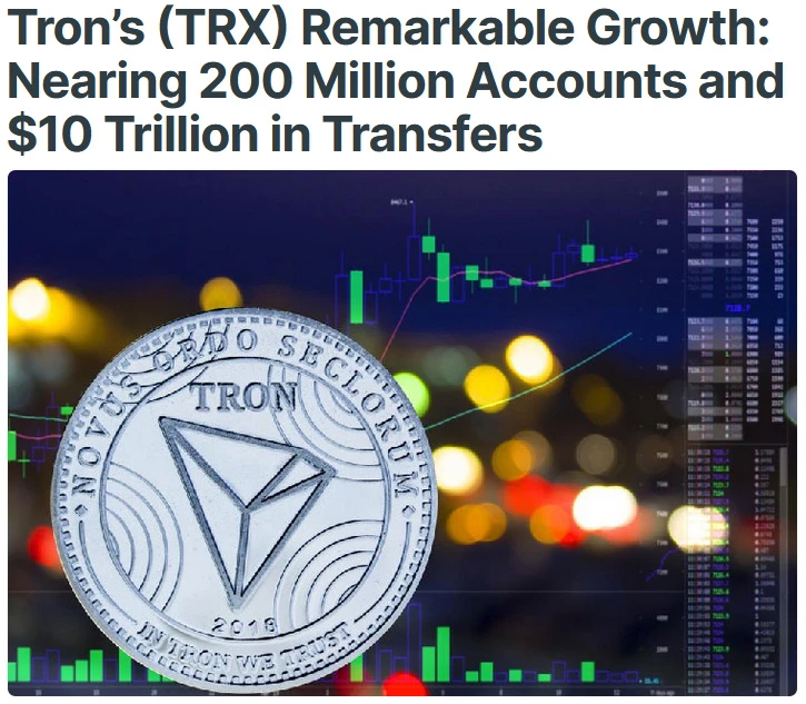 Srebrna moneta Tron TRX na tle wykresu giełdowego