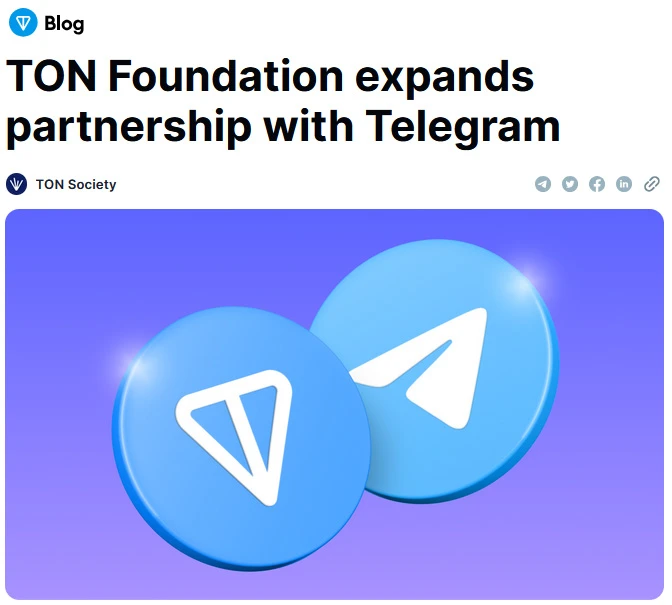 Dwa niebieskie przyciski z logo TON i Telegram na fioletowym tle
