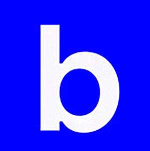 BASE - Białe logo litery "b" na niebieskim tle