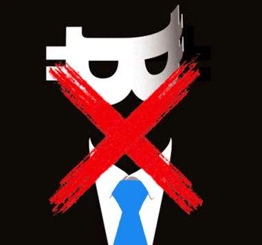 Anonimowy BTC przekreślony czerwonym znakiem X