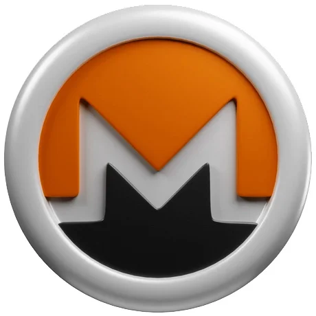 Srebrna moneta kryptowaluty Monero z pomarańczowym logo M