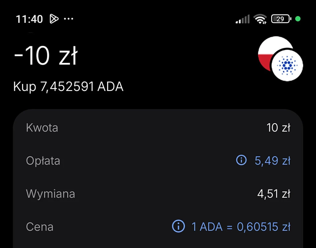 Zakup ADA w aplikacji Revolut