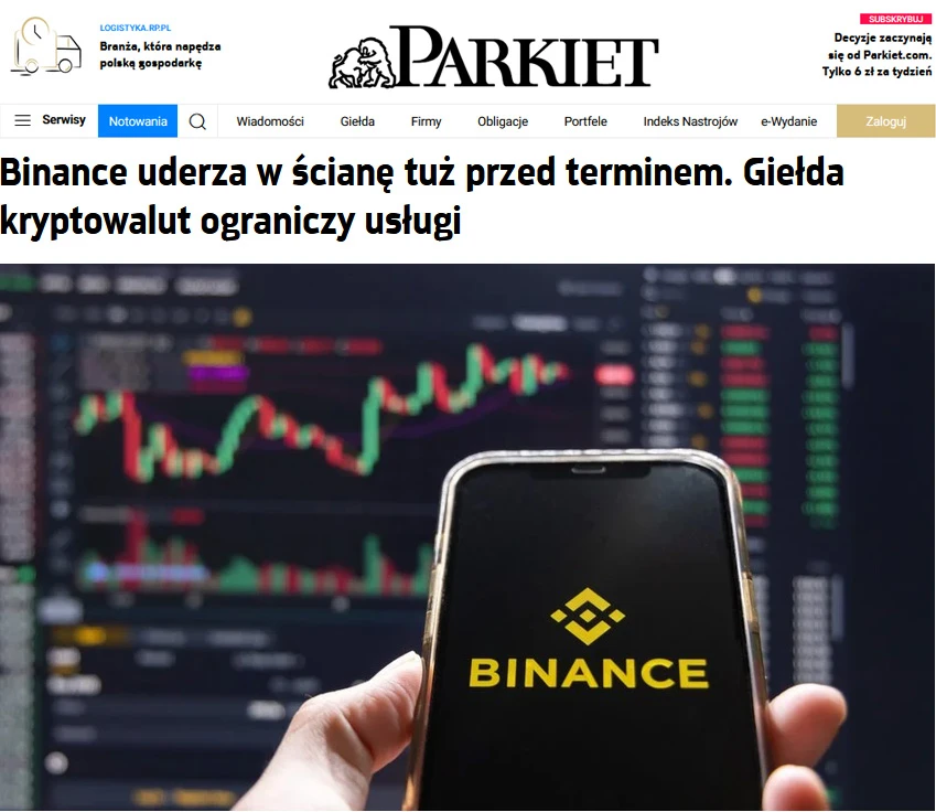 Kłopoty Binance z MiCA - Parkiet
