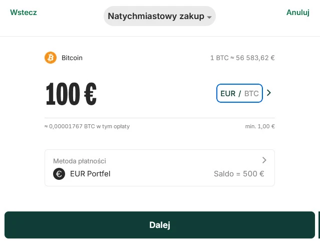 Zakup BTC na Bitpanda