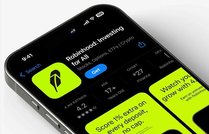 Aplikacja Robinhood w App Store na ekranie iPhone'a