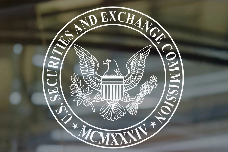 Oficjalna pieczęć U.S. Securities and Exchange Commission na szklanej szybie