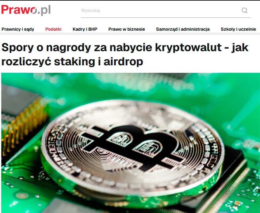 Airdrop, staking a podatki