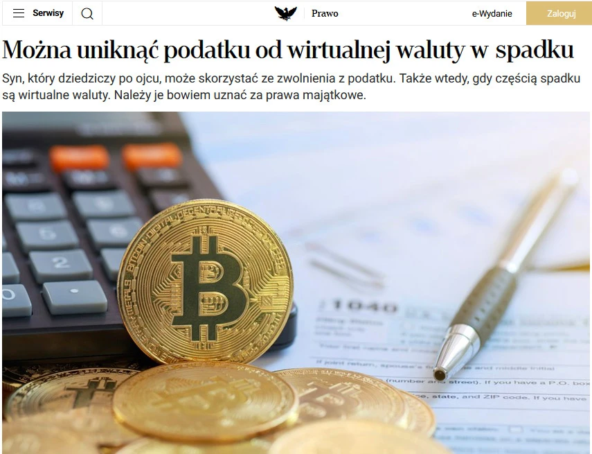 Artykuł z RP - Jak dziedziczyć Bitcoin w Polsce i uniknąć podatku