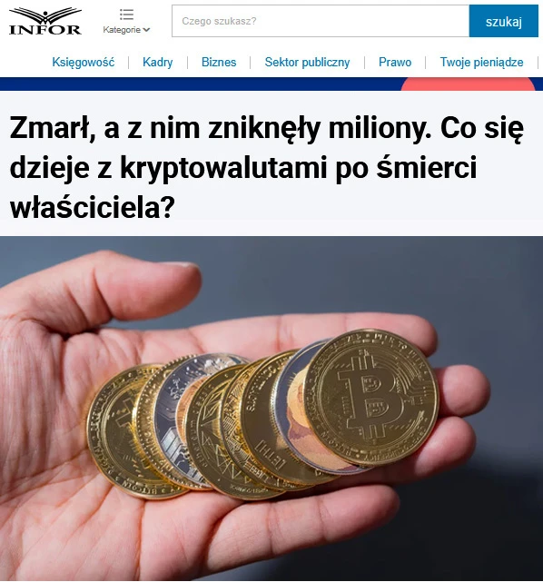 Artykuł INFOR - Jak zabezpieczyć krypto na wypadek śmierci