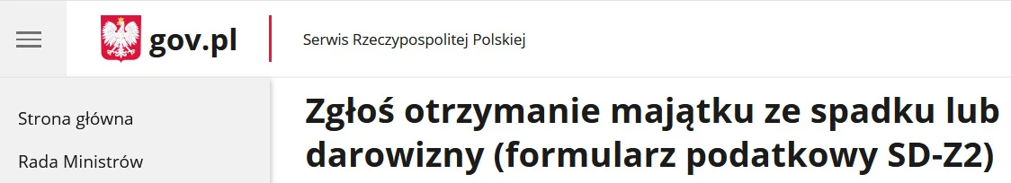 Strona gov.pl z tytułem SD-Z2 - Kryptowaluty w spadku a podatki
