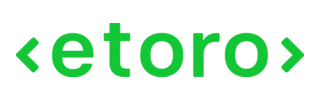 Zielone logo eToro na białym tle