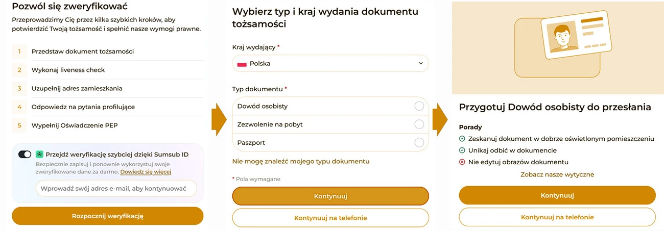 Rejestracja i KYC na Cashify