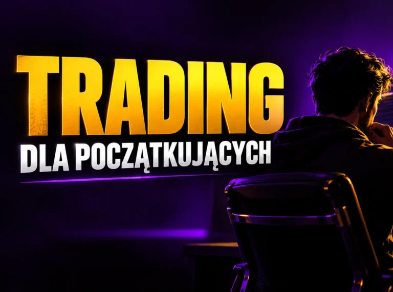 Trader siedzacy przed monitorami z wykresami gieldowymi